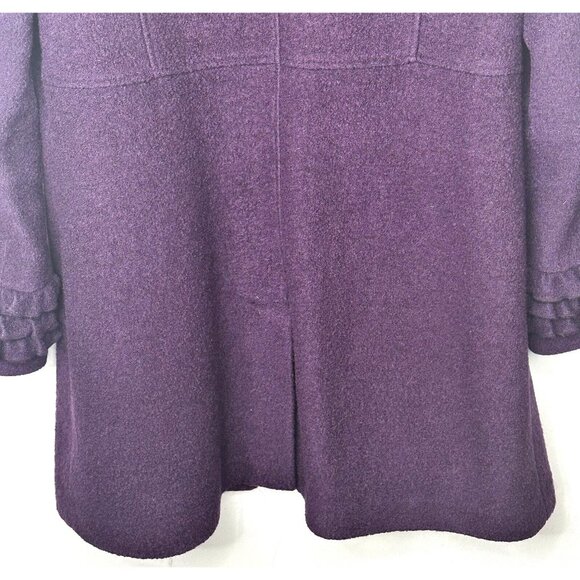 Vintage Pizazz Womens Coat Wool Winter Ruffled Placket & Sleeves Purple Size 12 - Picture 6 of 15